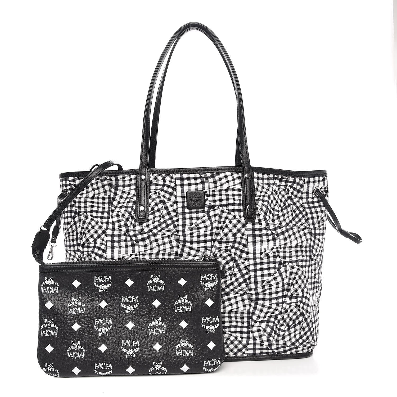MCM Visetos Medium Reversible Shopper Tote Black 8 of 15