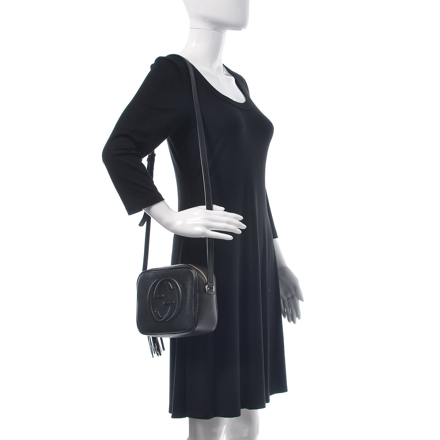 Pebbled Calfskin Small Soho Disco Bag Black