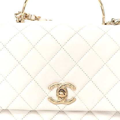 Chanel Caviar Quilted Small Top Handle Flap With Chain Black White 8 of 11