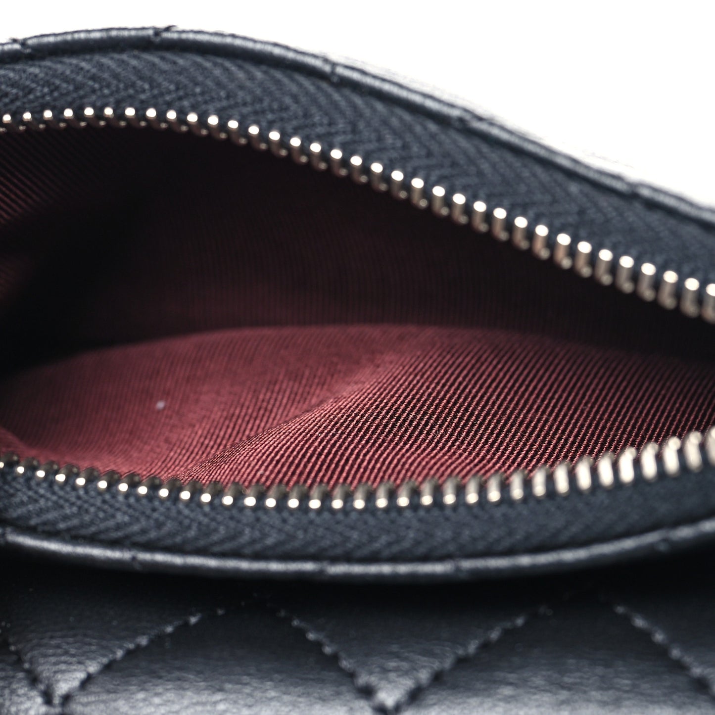 Lambskin Quilted Zip Card Holder Black