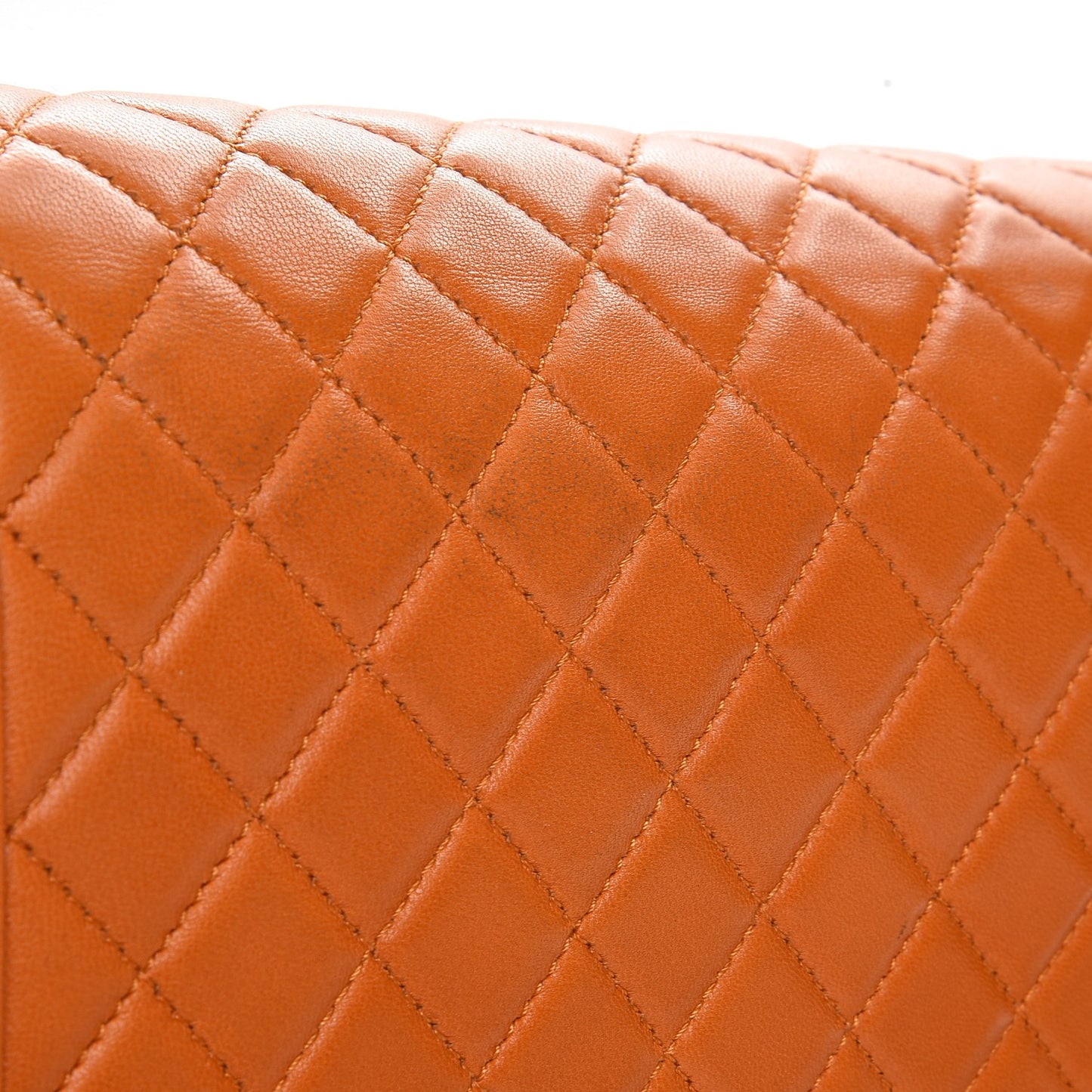 Lambskin Quilted Medium Boy Flap Orange