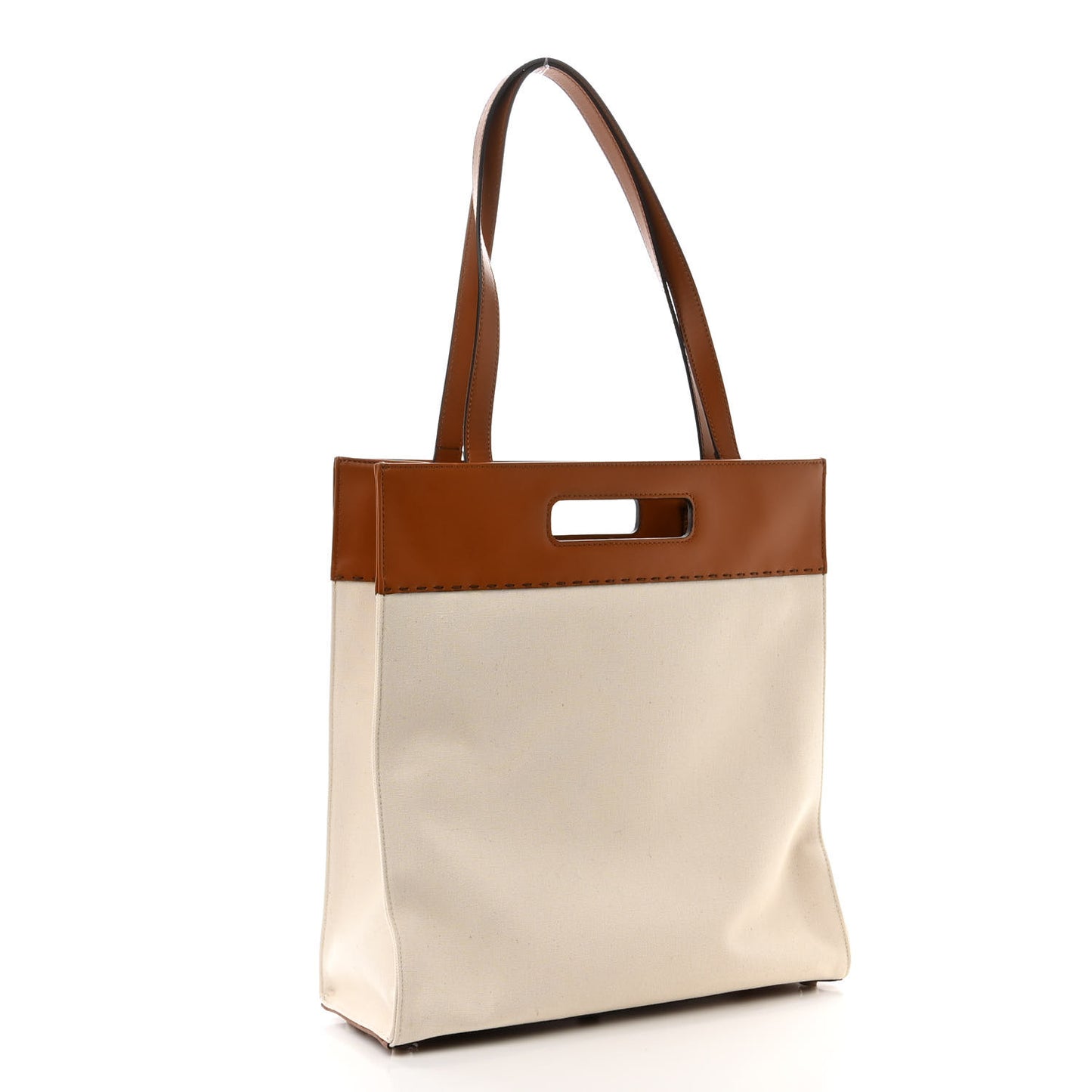 Canvas Vitello King Logo Embroidered Shopper Tote Grezzo Cuoio
