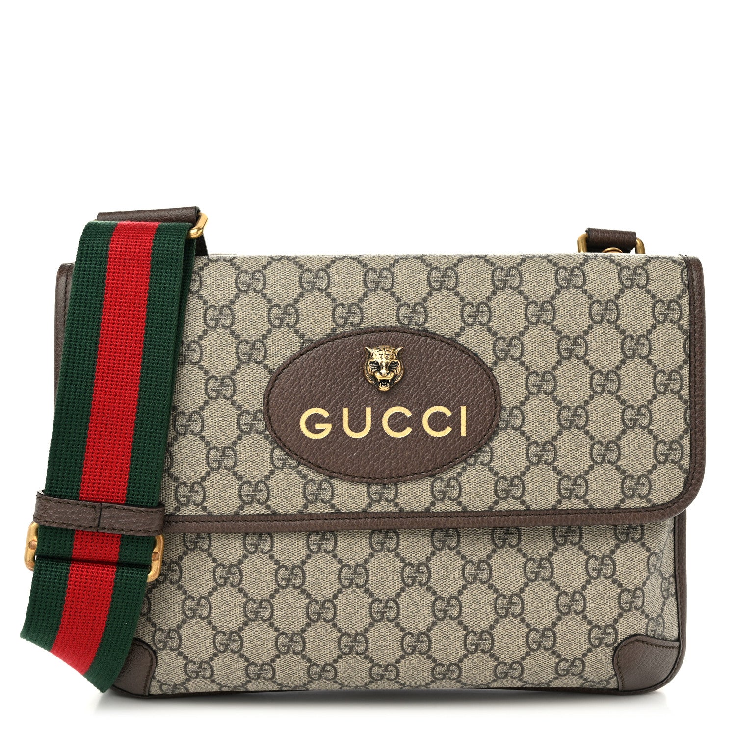 Gucci GG Supreme Monogram Web Neo Vintage Double Flap Messenger Bag Beige New Acero 1 of 12