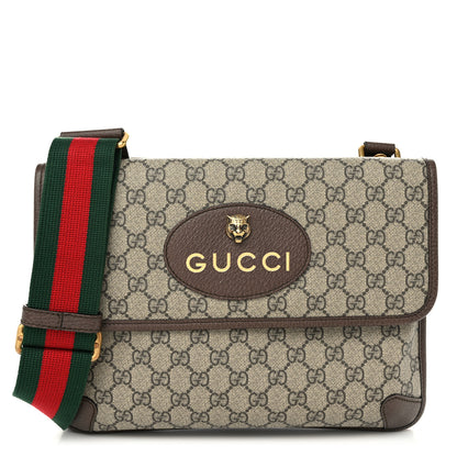 Gucci GG Supreme Monogram Web Neo Vintage Double Flap Messenger Bag Beige New Acero 1 of 12