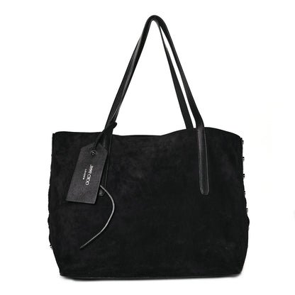 Jimmy Choo Suede Grained Calfskin Twist East West Tote Steel Black 1 of 9