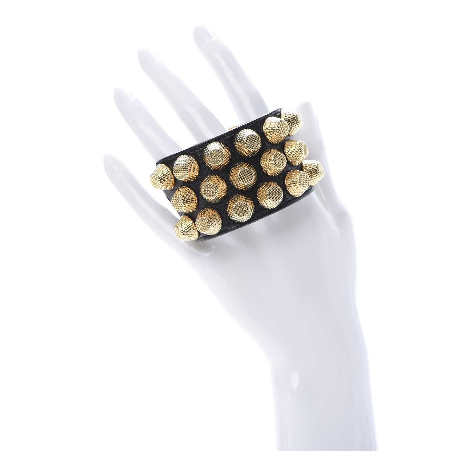 Balenciaga Agneau Arena Three Row Giant 21 Gold Hardware Bracelet Black 2 of 5