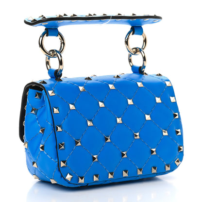Valentino Garavani Calfskin Micro Rockstud Spike Shoulder Bag Blue Fluo 2 of 8