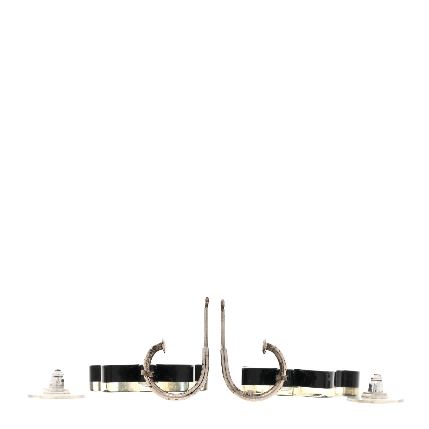 Chanel Resin Emoji Robot Cat Drop Earrings Black Silver Blue 3 of 5