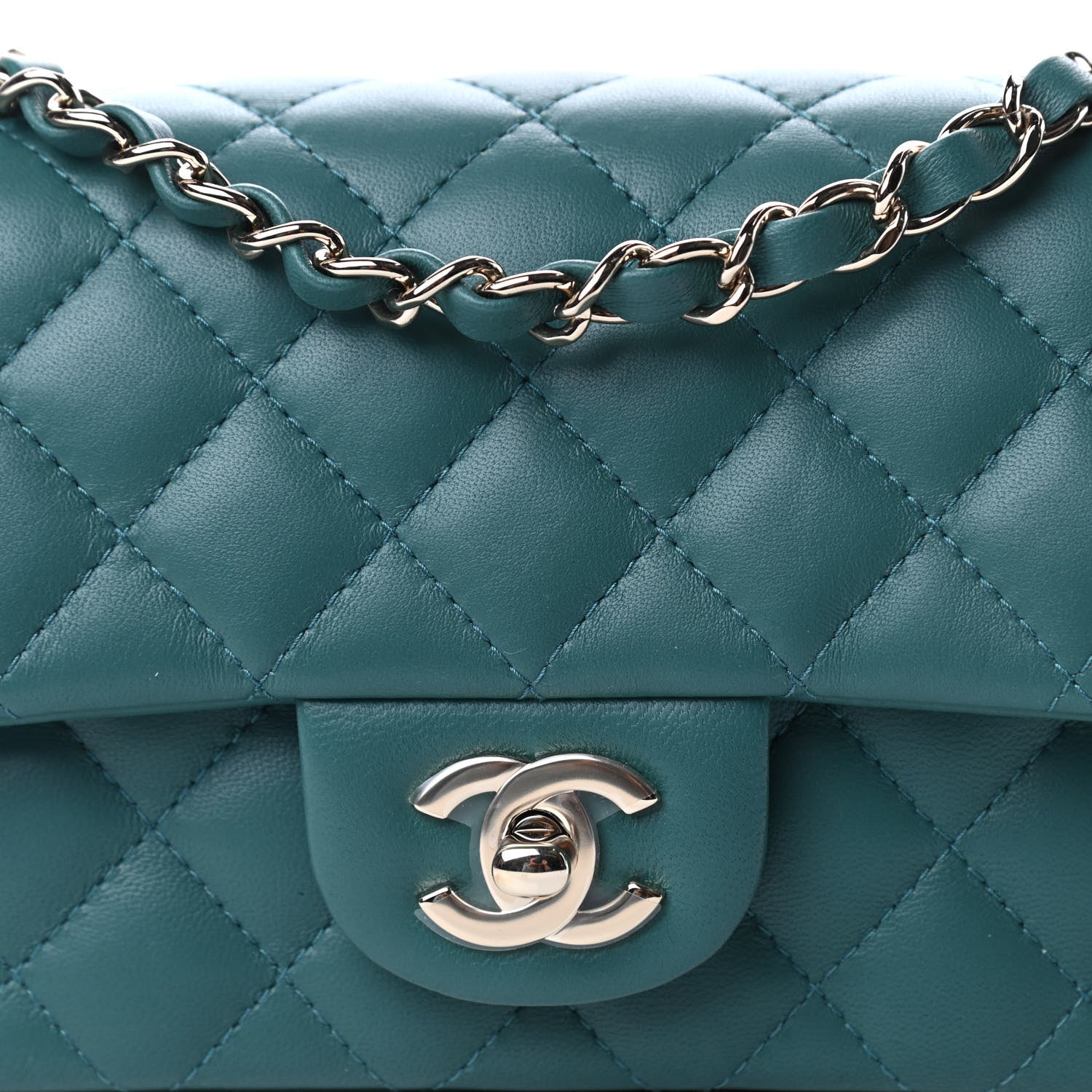 Chanel Lambskin Quilted Mini Rectangular Flap Green 10 of 11