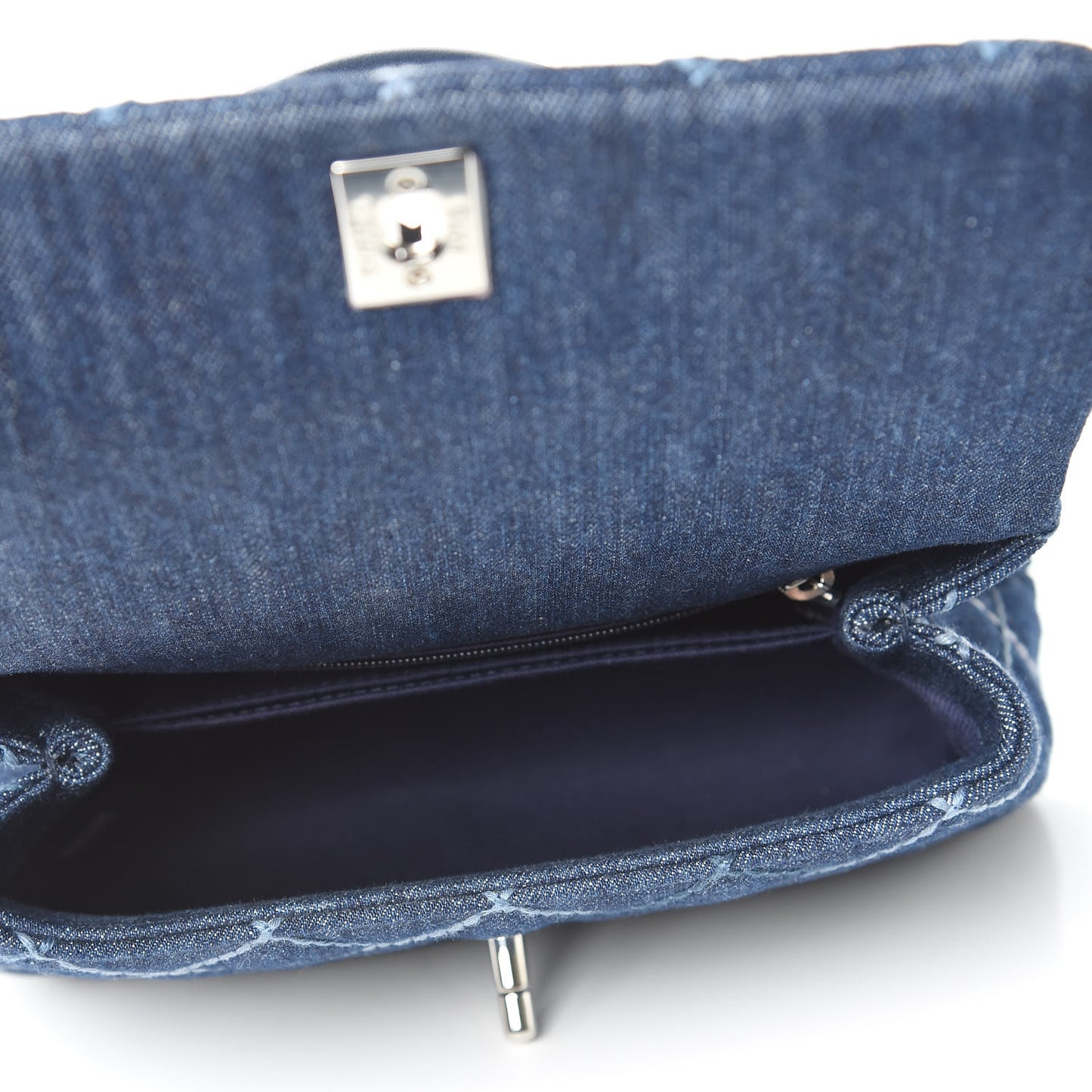 Denim Quilted Mini Coco Handle Flap Blue