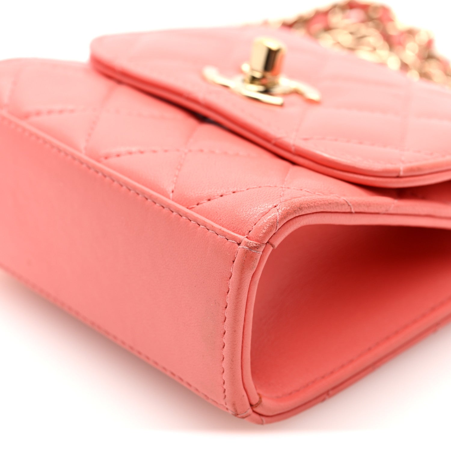 Chanel Lambskin Quilted Mini Trendy CC Clutch With Chain Coral Pink 10 of 10