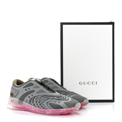 Gucci Rubber Mens Ultrapace R Mid Top Sneakers 11 Grey Black Silver Loess Oatmeal 11 of 11