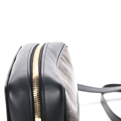 Fendi Glazed Fabric Vitello Century FF 1974 Stamp Patch Mini Camera Case Mogano Panna Black 13 of 14