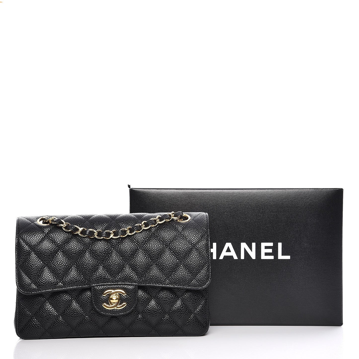 Caviar Quilted Small Double Flap Black