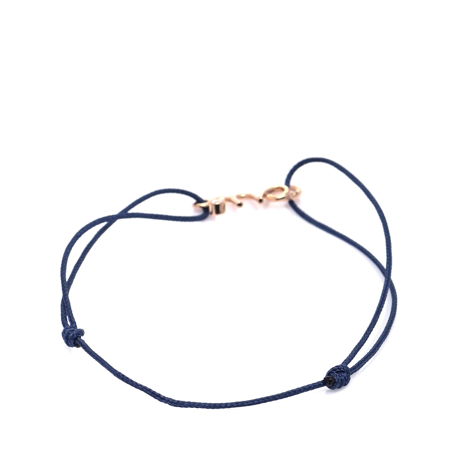 18K Yellow Gold Diamond Oui Cord Bracelet Navy