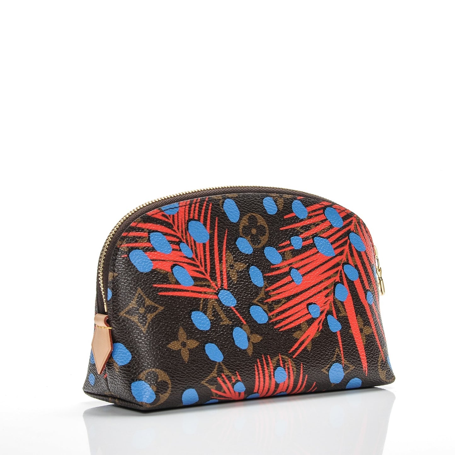 Monogram Jungle Dots Cosmetic Pouch Coquelicot Denim