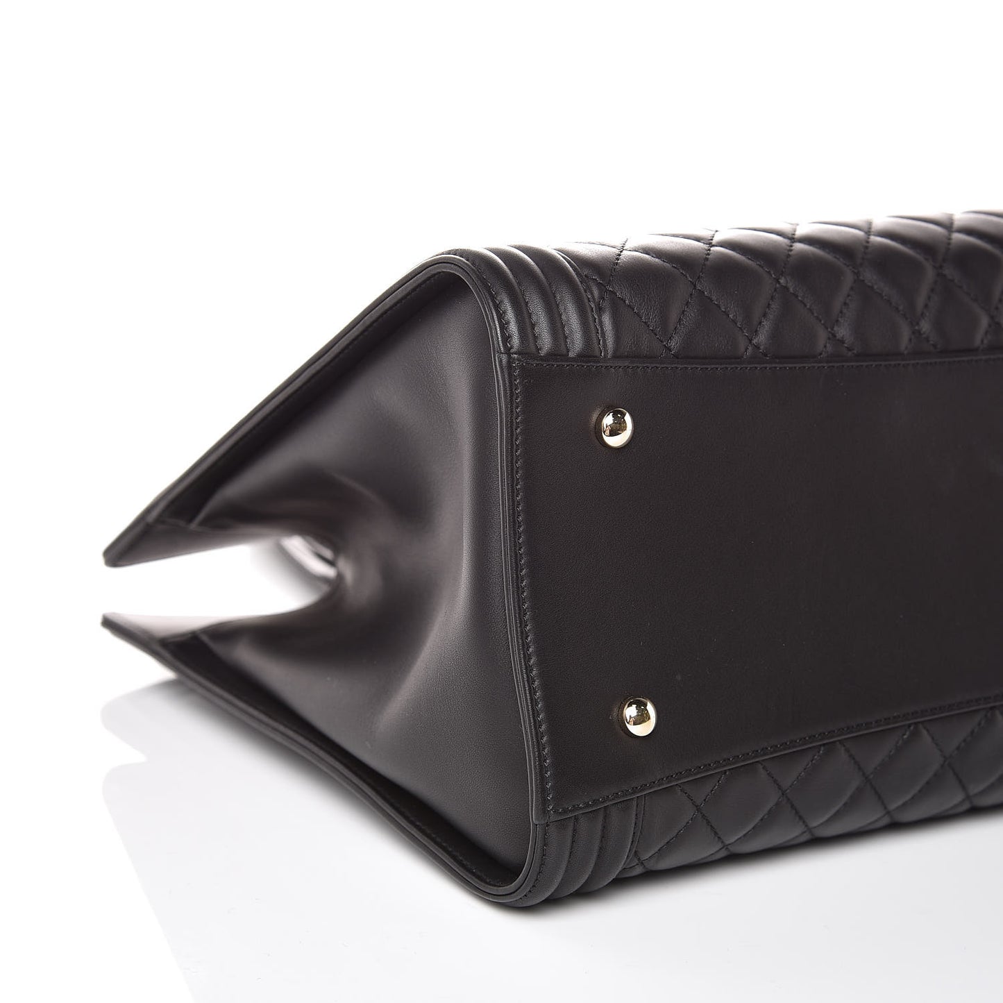 Calfskin Quilted Boy Shopping Tote Black