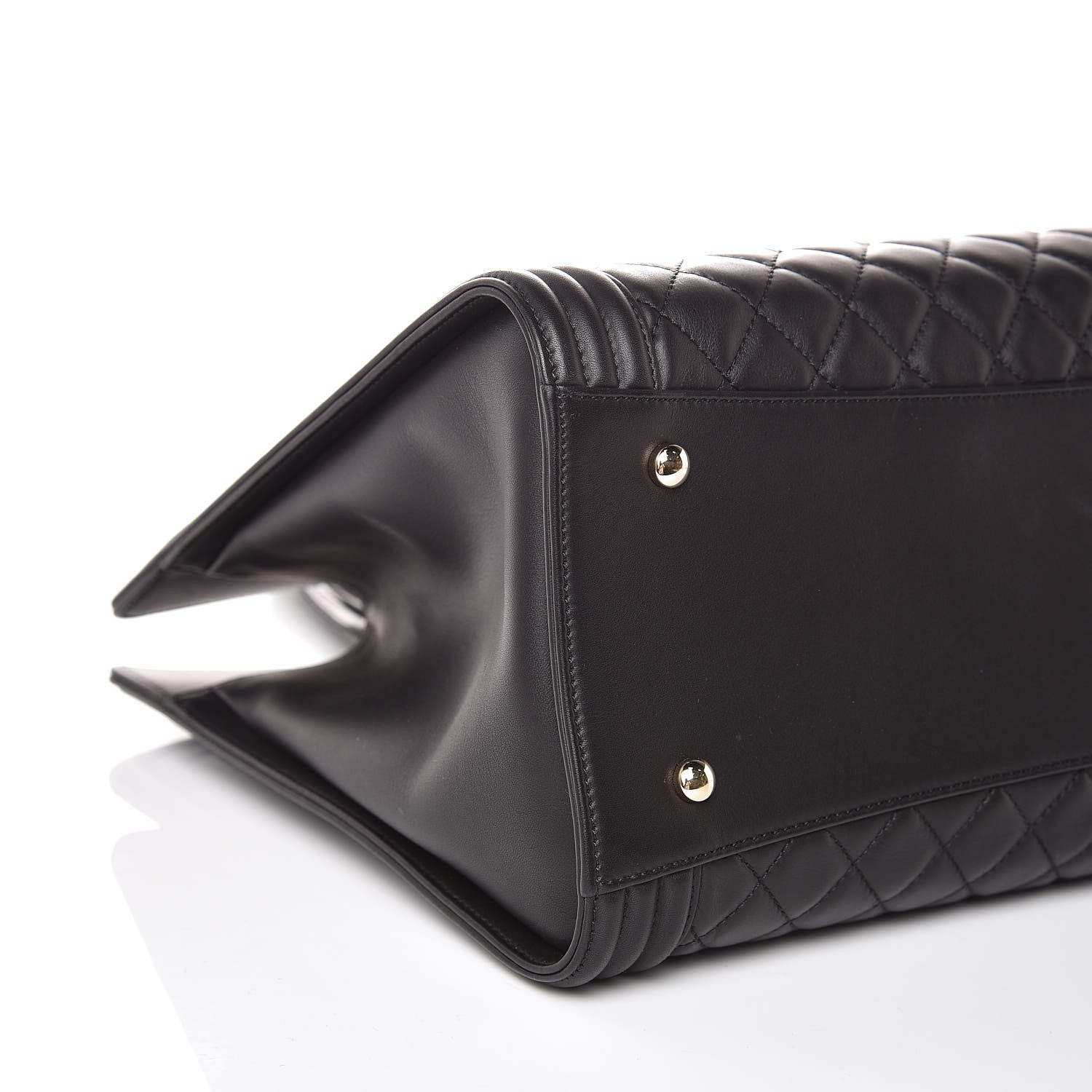 Chanel Calfskin Quilted Boy Shopping Tote Black 5 of 10