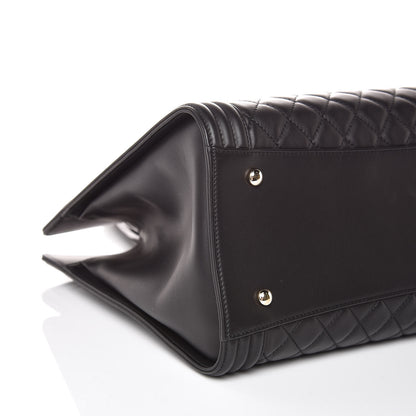Chanel Calfskin Quilted Boy Shopping Tote Black 5 of 10