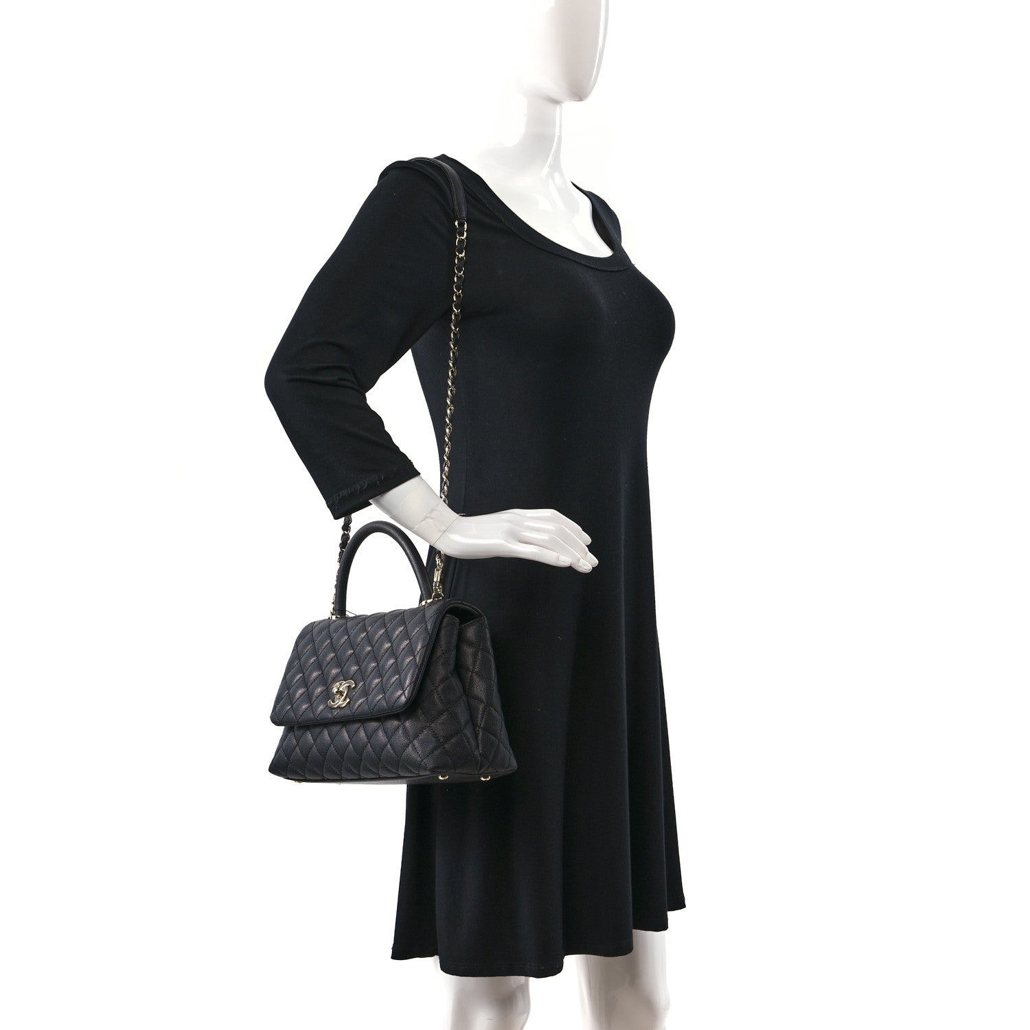 Chanel Caviar Quilted Small Coco Handle Flap Black 2 of 9