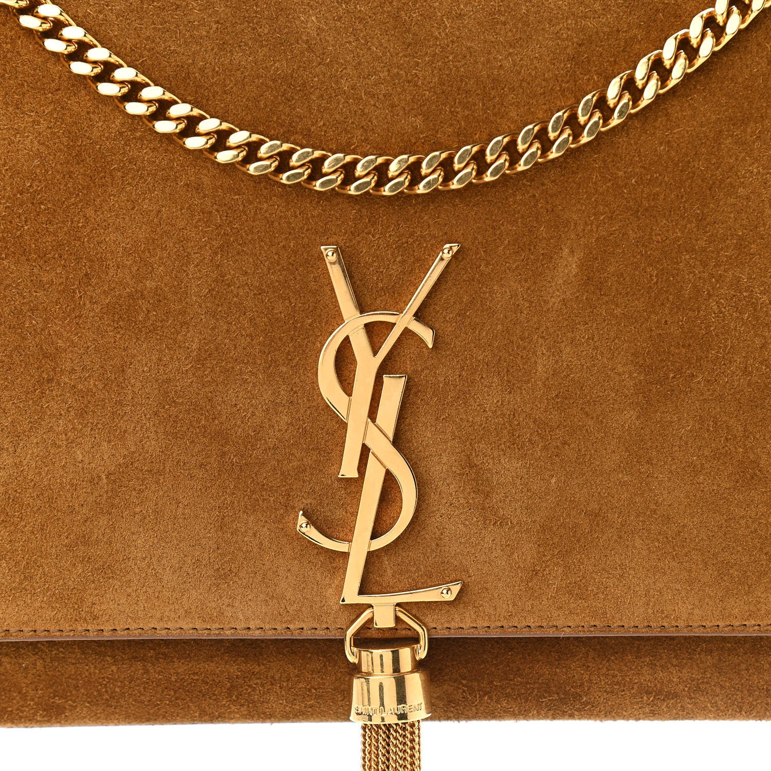 Saint Laurent Suede Medium Classic Monogram Kate Tassel Satchel Light Ochre 8 of 10
