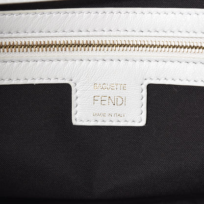 Fendi Nappa FF 1974 Embossed Large Baguette White 6 of 9
