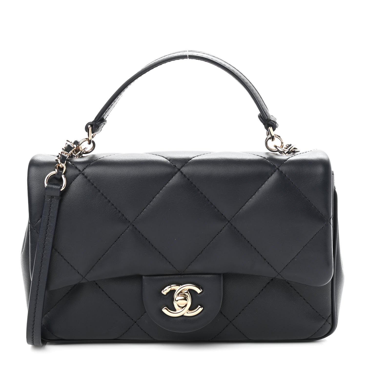 Chanel Lambskin Quilted Small Easy Carry Flap Navy 1 of 9