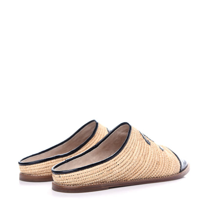 Chanel Raffia Patent Calfskin CC Espadrilles 40 Beige Black 4 of 12