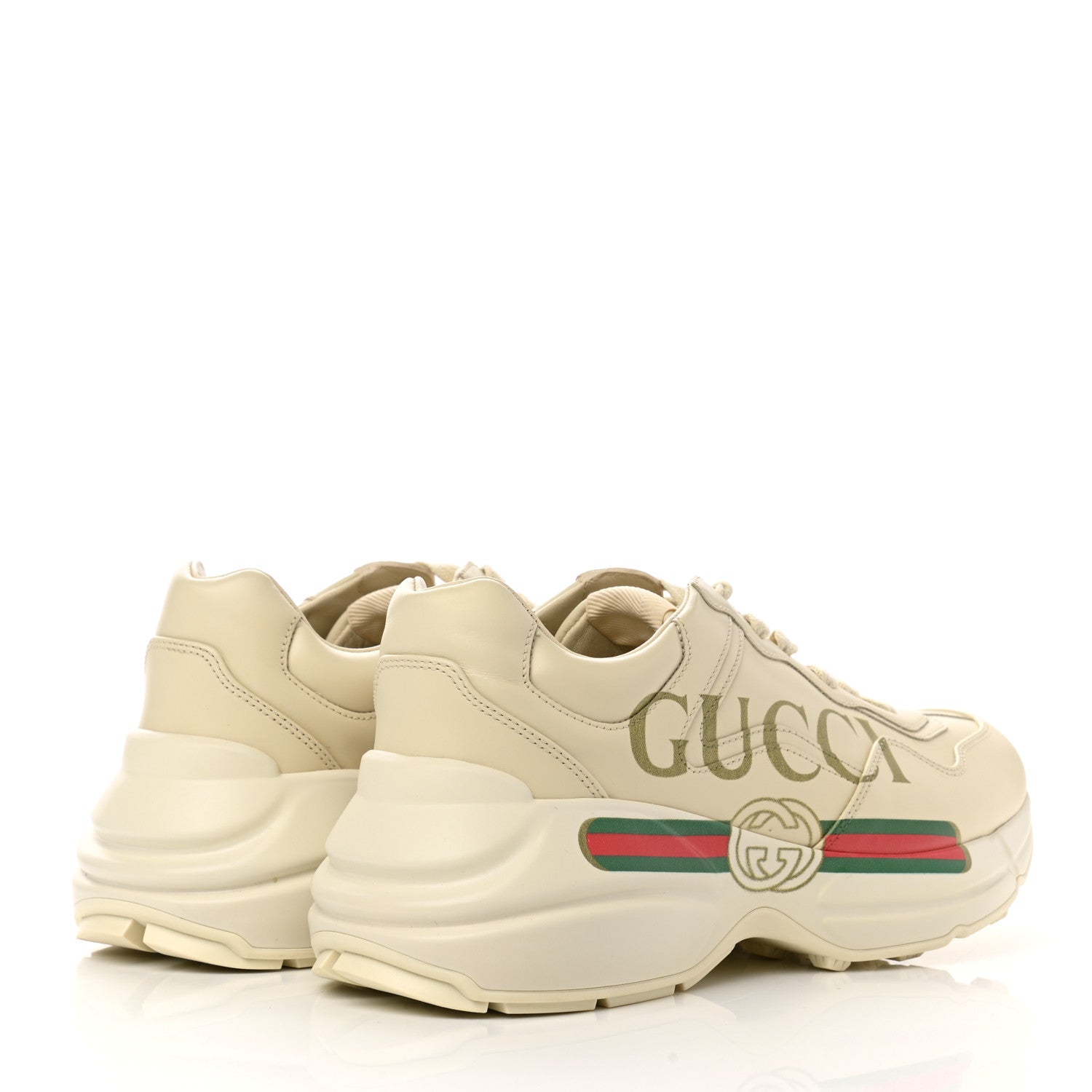 Gucci Calfskin Logo Womens Rhyton Sneakers 39.5 Ivory 4 of 11