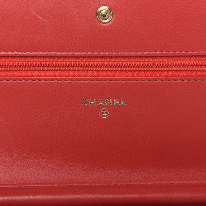 Chanel Lambskin Quilted Boy Wallet On Chain WOC Red 8 of 11