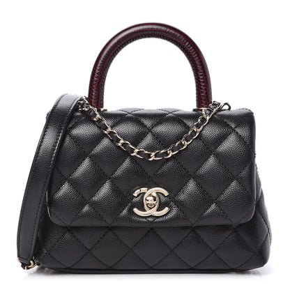 Chanel Caviar Lizard Embossed Quilted Extra Mini Coco Handle Flap Black 1 of 12