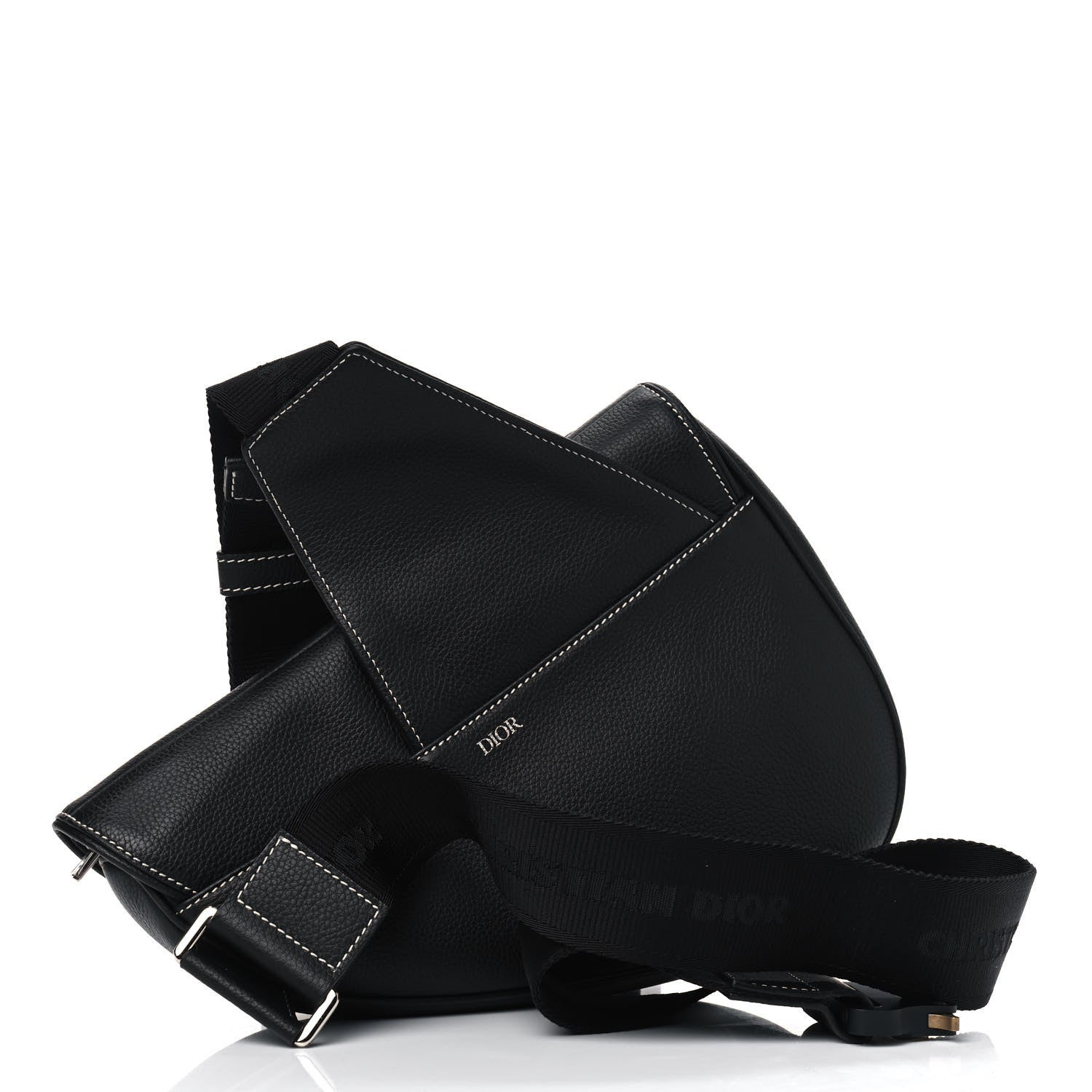 Christian Dior X KAWS Grained Calfskin Bee Saddle Bag Black 2 of 4