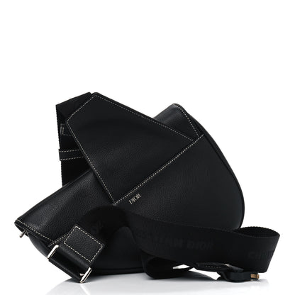 Christian Dior X KAWS Grained Calfskin Bee Saddle Bag Black 2 of 4