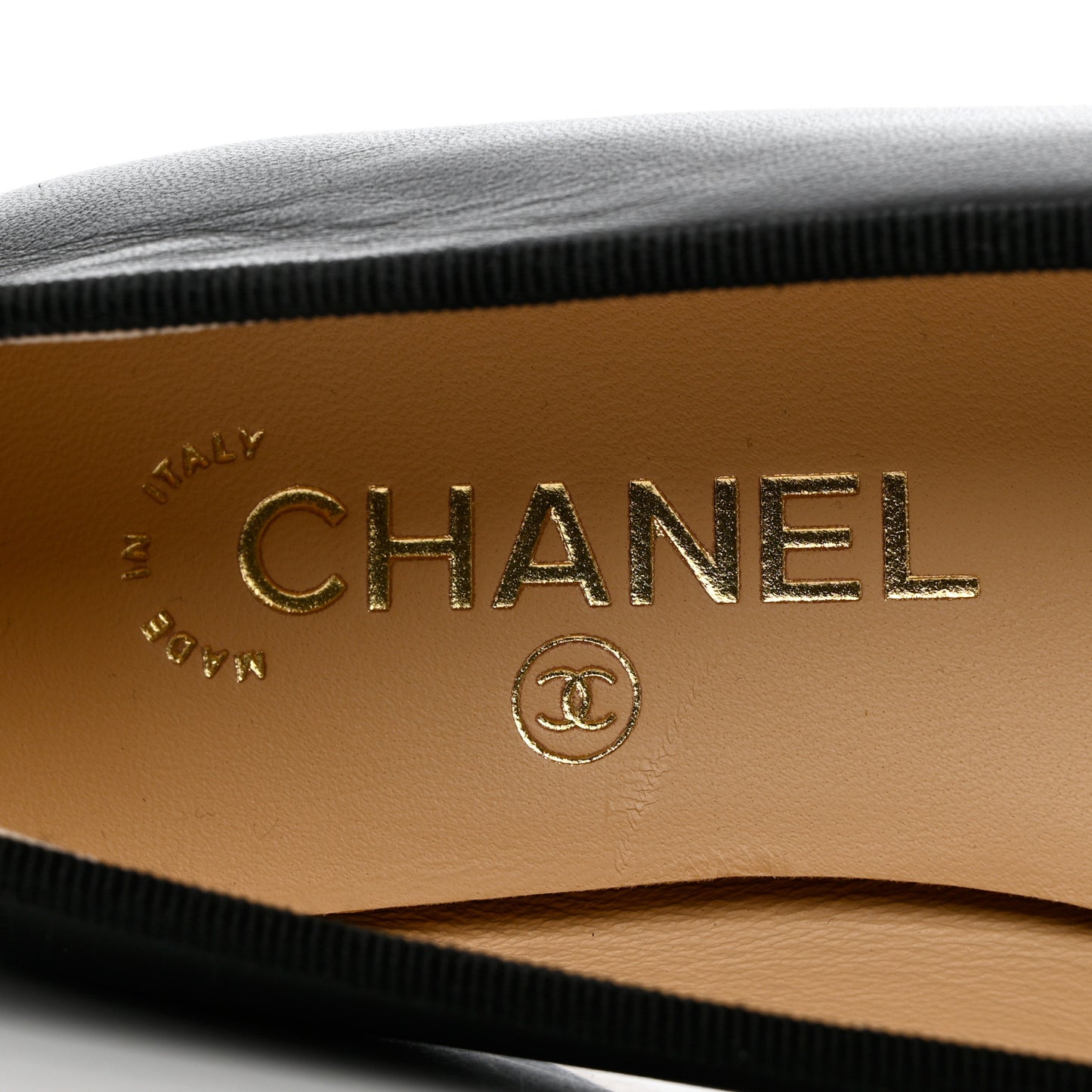 Lambskin Patent CC Cap Toe Ballerina Flats 36.5 Black