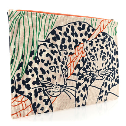 Hermes Canvas Jin et Leo Flat Case Marine Corail 3 of 8