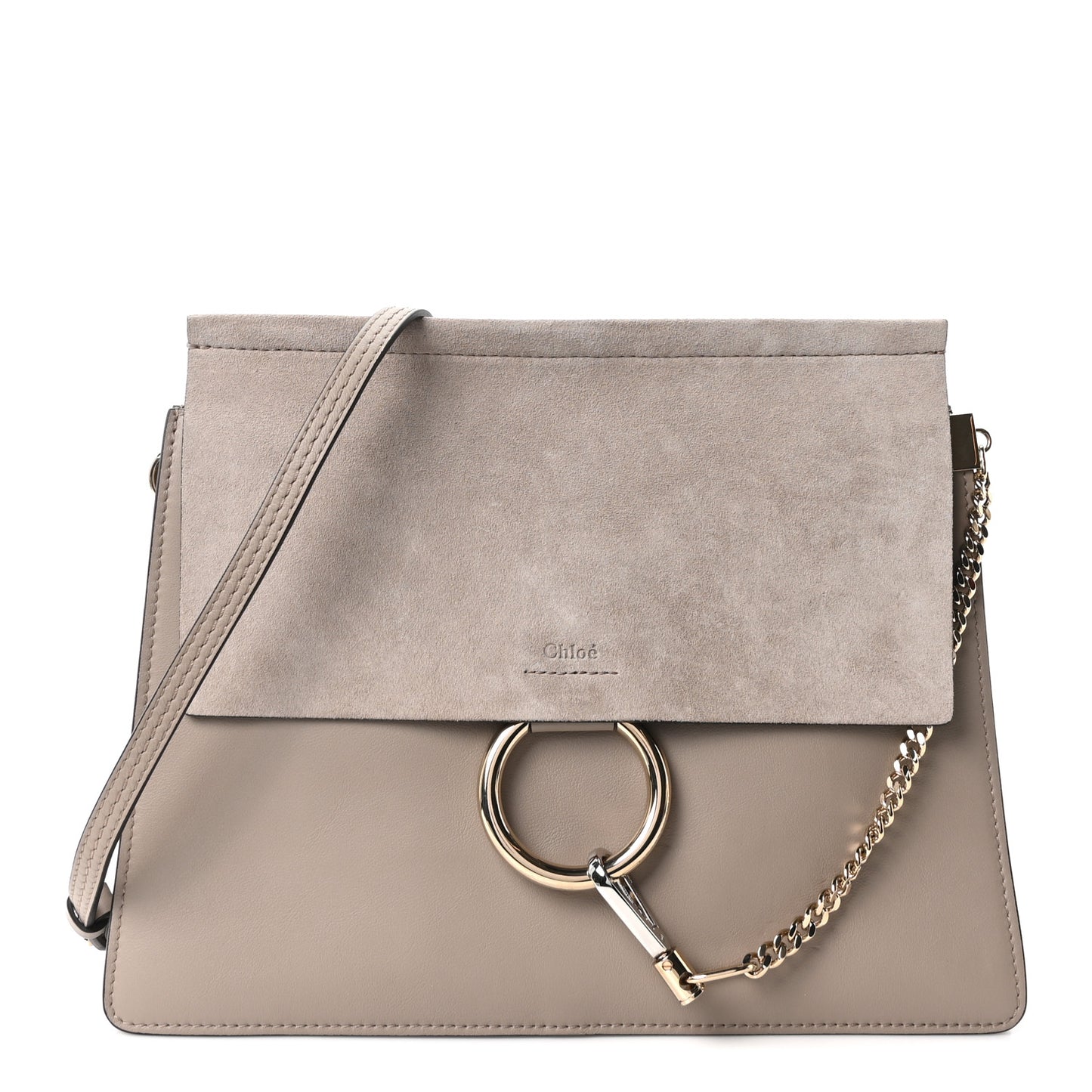 Calfskin Suede Medium Faye Shoulder Bag Motty Grey