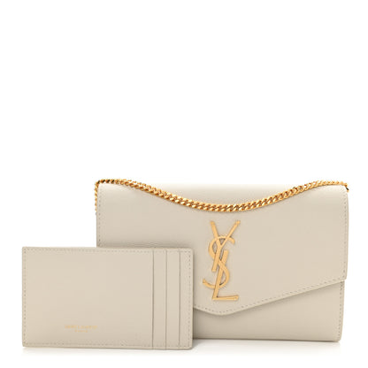 Saint Laurent Grain De Poudre Monogram Uptown Chain Wallet Crema Soft 1 of 11