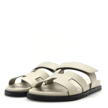 Hermes Calfskin Womens Chypre Sandals 39.5 Beige Esquisse 3 of 9