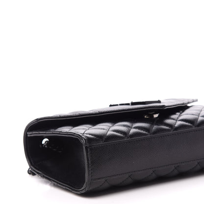 Saint Laurent Grain De Poudre Textured Mixed Matelasse Triquilt Small Monogram Satchel Black 8 of 10