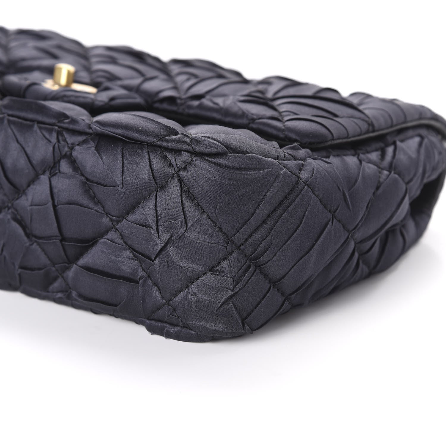 Chanel Satin Quilted Pleated Medium Single Flap Navy 7 of 10