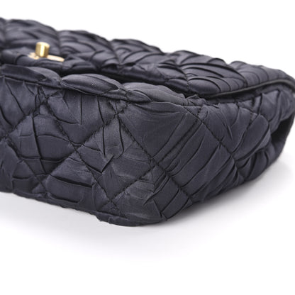 Chanel Satin Quilted Pleated Medium Single Flap Navy 7 of 10