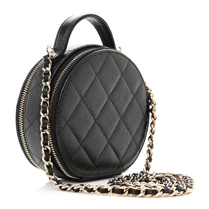 Chanel Caviar Quilted Round Handle With Care Vanity With Chain Black 3 of 11