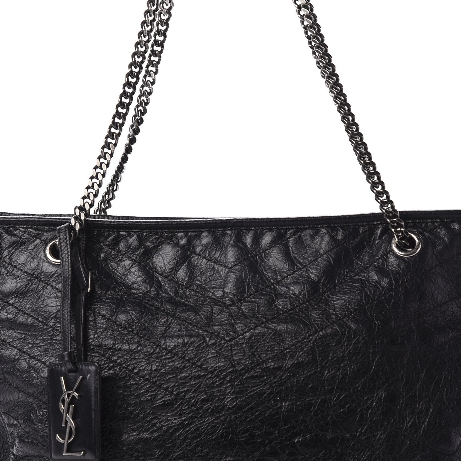 Saint Laurent Crinkled Calfskin Matelasse Monogram Large Niki Shopping Tote Bag Black 15 of 15