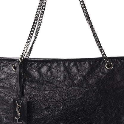 Saint Laurent Crinkled Calfskin Matelasse Monogram Large Niki Shopping Tote Bag Black 15 of 15