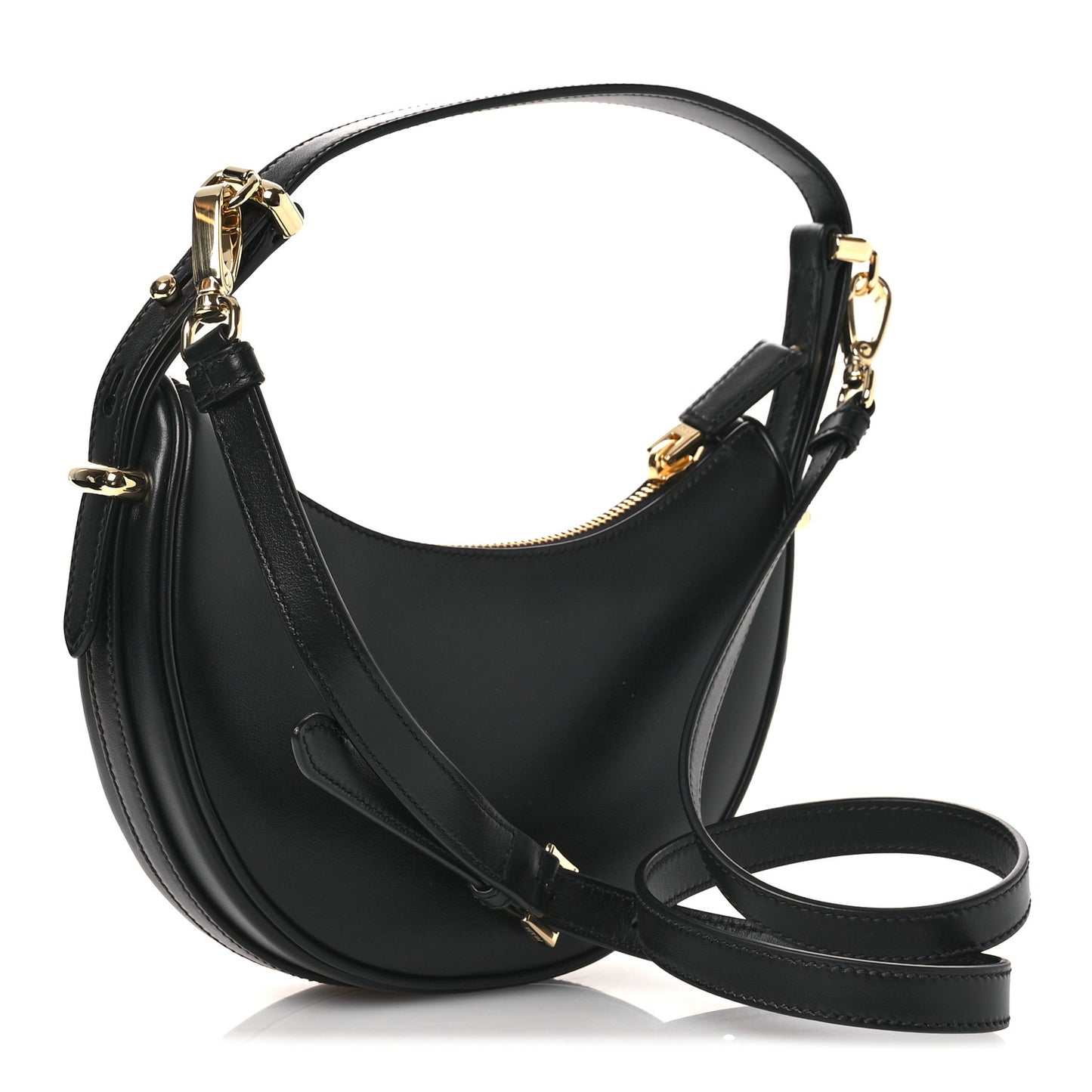 Soft Calfskin Mini Arque Shoulder Bag Black