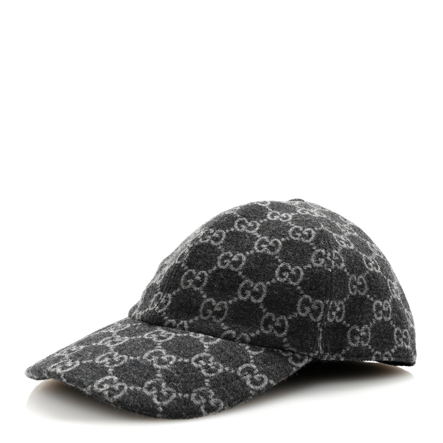Gucci Covered Wool GG Monogram Baseball Hat L Grey Dark Grey Black 1 of 8
