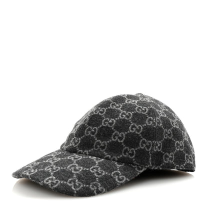 Gucci Covered Wool GG Monogram Baseball Hat L Grey Dark Grey Black 1 of 8
