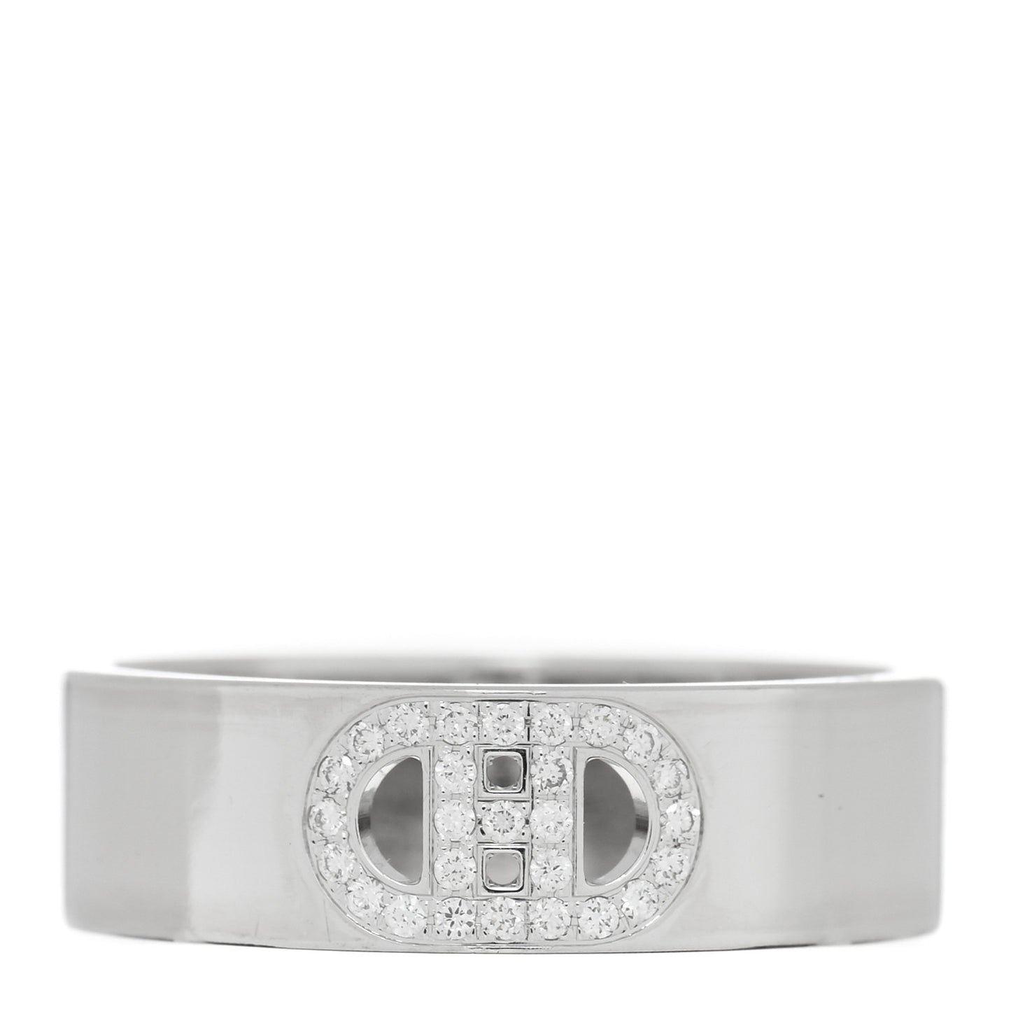 18K White Gold Diamond PM H D'Ancre Ring 52 6