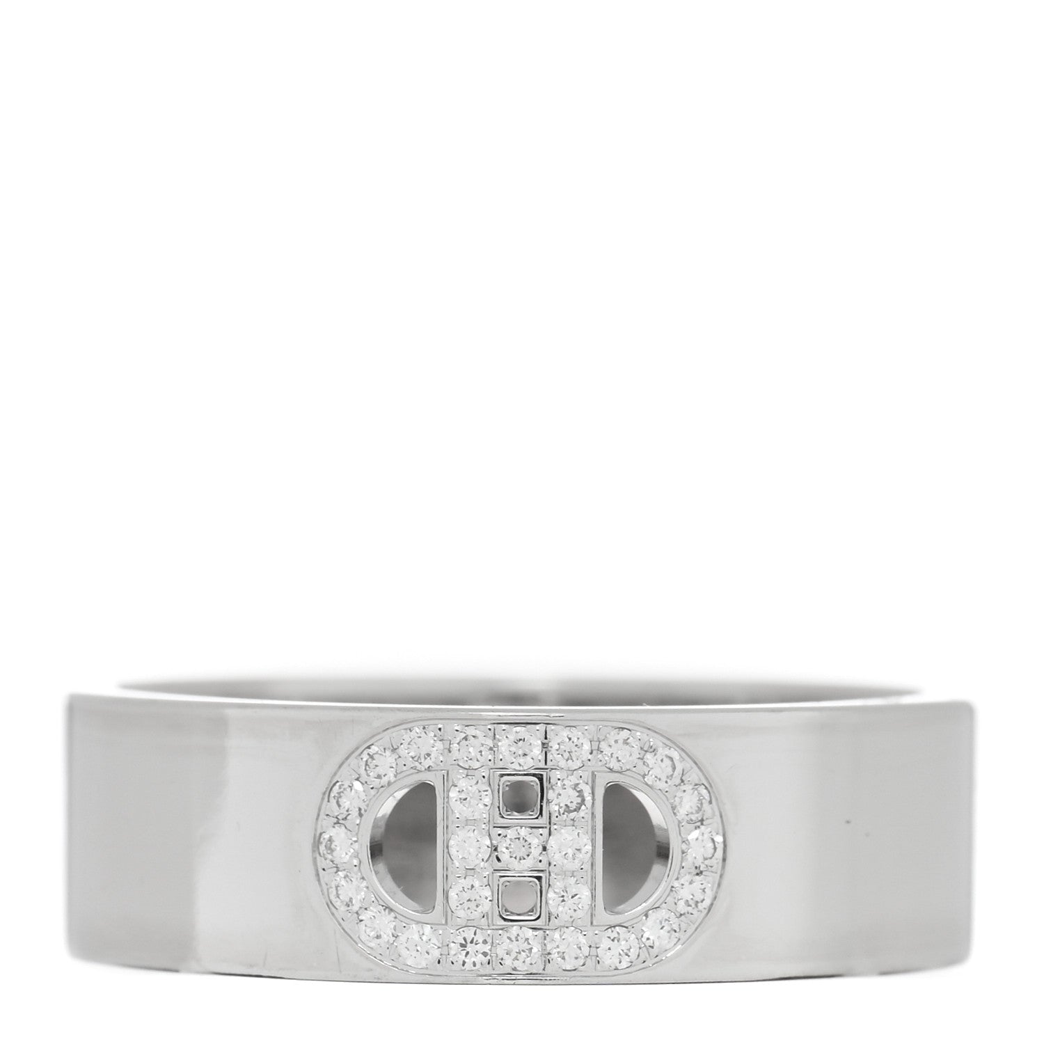 Hermes 18K White Gold Diamond PM H D'Ancre Ring 52 6 1 of 5