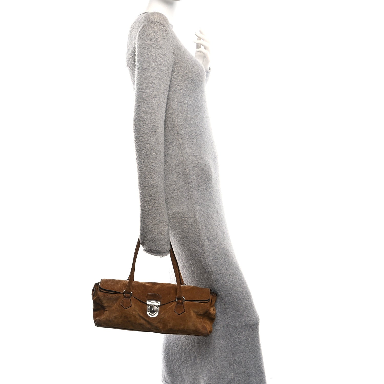 Prada Scamosciato Suede Shoulder Bag 2 of 10